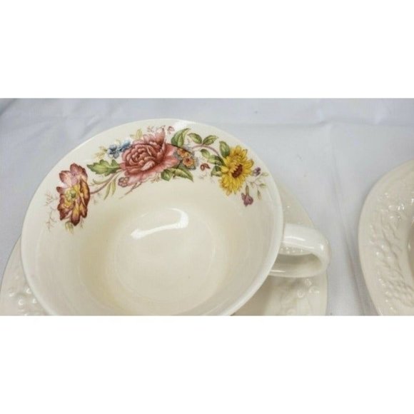 2 Eggshell Theme Homer Laughlin Made In U.S.A Teacup & Saucer Set C41N5 - Picture 3 of 16